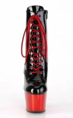 Pleaser ADORE-1020 Black/Red Chrome Ankle Boots Pole Shoes
