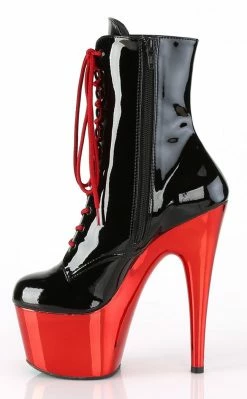 Pleaser ADORE-1020 Black/Red Chrome Ankle Boots Pole Shoes