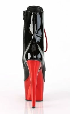 Pleaser ADORE-1020 Black/Red Chrome Ankle Boots Pole Shoes