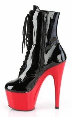 Pleaser ADORE-1020 Black/Red Patent Ankle Boots Pole Shoes