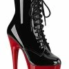Pleaser ADORE-1020 Black/Red Patent Ankle Boots Pole Shoes