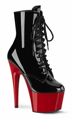 Pleaser ADORE-1020 Black/Red Patent Ankle Boots Pole Shoes