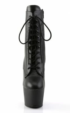 Pleaser ADORE-1020 Blk Leather/Blk Ankle Boots