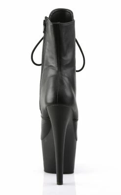 Pleaser ADORE-1020 Blk Leather/Blk Ankle Boots
