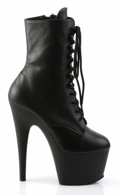 Pleaser ADORE-1020 Blk Leather/Blk Ankle Boots