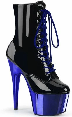 Pleaser ADORE-1020 Blue Chrome Black Boots Pole Shoes
