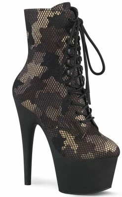 Pleaser ADORE-1020 Fishnet Camo Ankle Boots