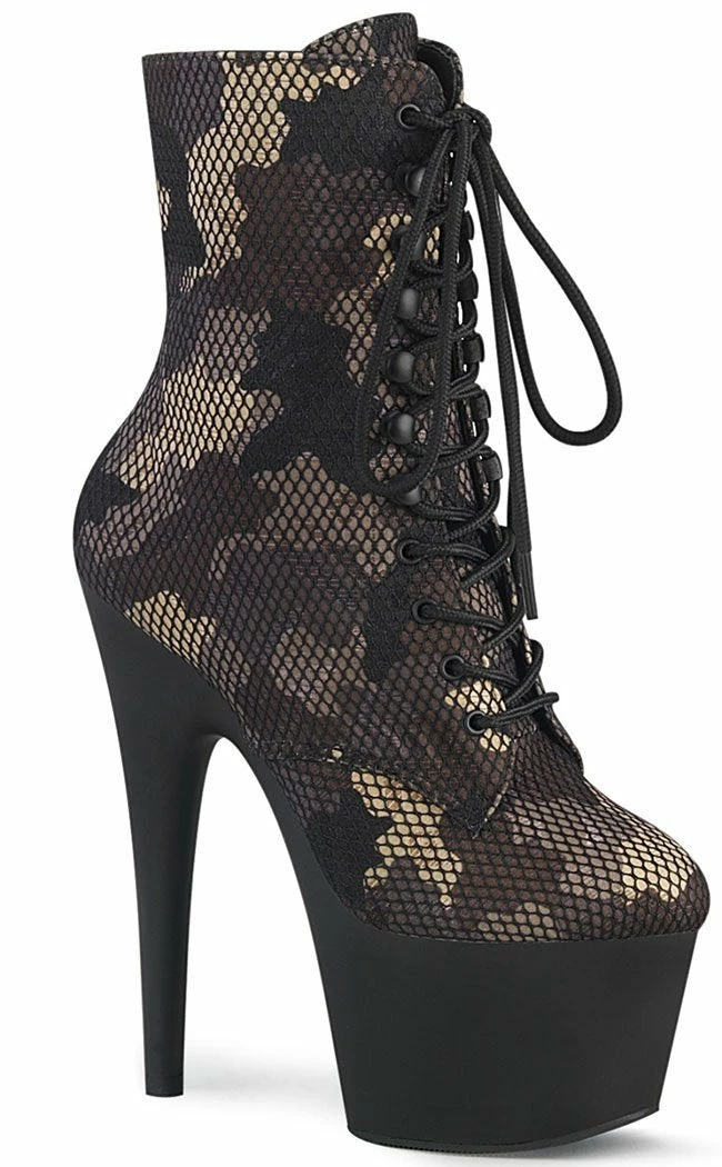 Pleaser ADORE-1020 Fishnet Camo Ankle Boots 3 Pleaser ADORE-1020 Fishnet Camo Ankle Boots