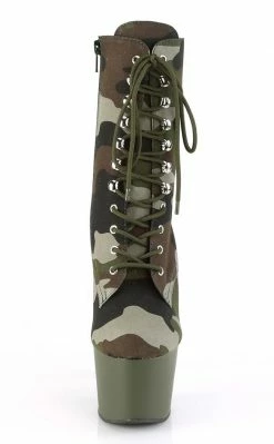 Pleaser ADORE-1020 Green/Olive Camo Ankle Boots Pole Shoes