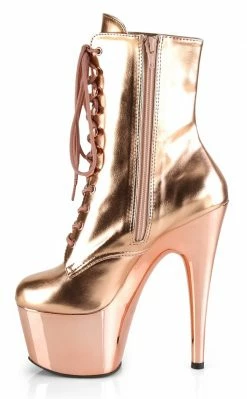 Pleaser Pole Shoes ADORE-1020 Rose Gold Metallic Ankle Boots