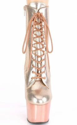 Pleaser ADORE-1020 Rose Gold Textured Ankle Boots Pole Shoes