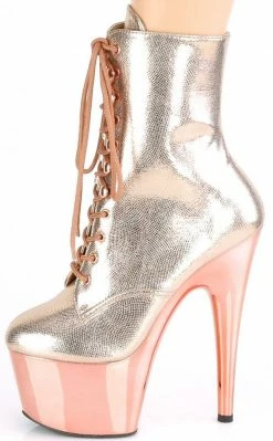 Pleaser ADORE-1020 Rose Gold Textured Ankle Boots Pole Shoes
