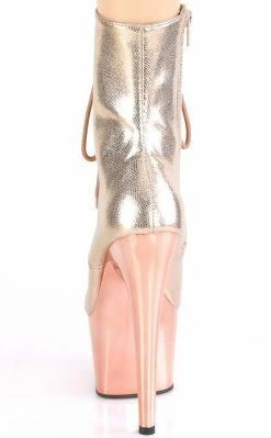 Pleaser ADORE-1020 Rose Gold Textured Ankle Boots Pole Shoes
