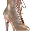 Pleaser ADORE-1020 Rose Gold Textured Ankle Boots Pole Shoes