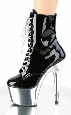 Pleaser ADORE-1020 Silver Chrome/Black Boots Pole Shoes