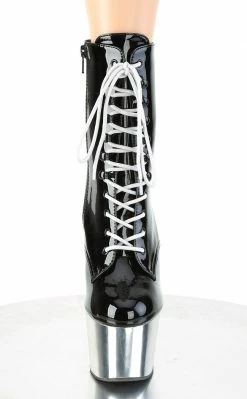 Pleaser ADORE-1020 Silver Chrome/Black Boots Pole Shoes