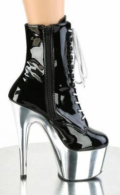 Pleaser ADORE-1020 Silver Chrome/Black Boots Pole Shoes