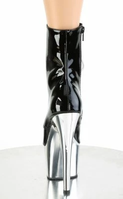 Pleaser ADORE-1020 Silver Chrome/Black Boots Pole Shoes