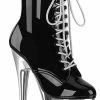 Pleaser ADORE-1020 Silver Chrome/Black Boots Pole Shoes