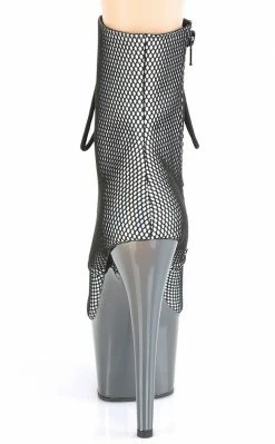 Pleaser Pole Shoes ADORE-1020 Silver & Pewter Holo Fishnet Ankle Boots 10 Pleaser Pole Shoes ADORE-1020 Silver & Pewter Holo Fishnet Ankle Boots
