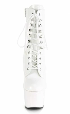 Pleaser ADORE-1020 White Patent Ankle Boots Pole Shoes