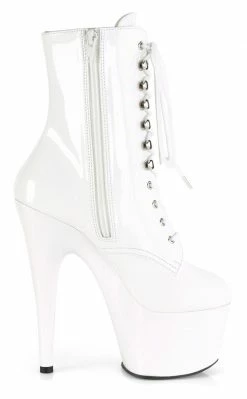 Pleaser ADORE-1020 White Patent Ankle Boots Pole Shoes