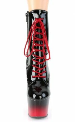 Pleaser Pole Shoes ADORE-1020BR-H Black/Red Patent Ombre Boots