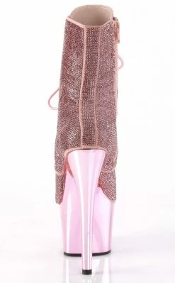 Pleaser Pole Shoes ADORE-1020CHRS Baby Pink Chrome Rhinestone Ankle Boots