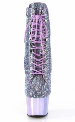 Pleaser Pole Shoes ADORE-1020CHRS Lavender Rhinestone/Pewter Chrome Ankle Boots