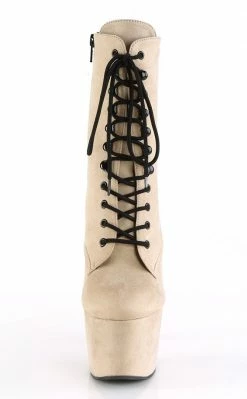 Pleaser ADORE-1020FS Beige Faux Suede Ankle Boots