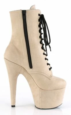 Pleaser ADORE-1020FS Beige Faux Suede Ankle Boots