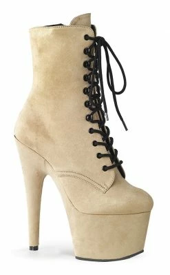 Pleaser ADORE-1020FS Beige Faux Suede Ankle Boots