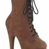 Pleaser ADORE-1020FS Camel Faux Suede Ankle Boots
