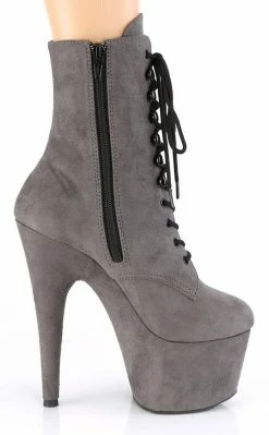 Pleaser Pole Shoes ADORE-1020FS Grey Faux Suede Ankle Boots