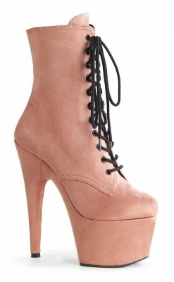 Pleaser Pole Shoes ADORE-1020FS Pink Faux Suede Ankle Boots