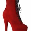 Pleaser ADORE-1020FS Red Faux Suede Ankle Boots Pole Shoes