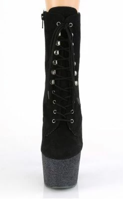 Pleaser ADORE-1020FSMG Black Faux Suede Multi Glitter Boots