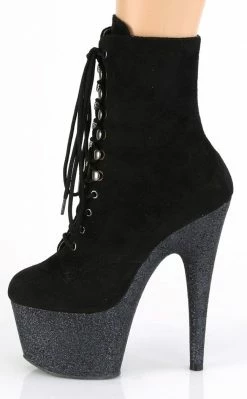Pleaser ADORE-1020FSMG Black Faux Suede Multi Glitter Boots
