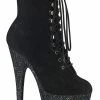 Pleaser ADORE-1020FSMG Black Faux Suede Multi Glitter Boots