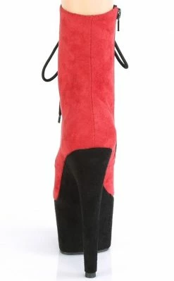 Pleaser ADORE-1020FSTT Red & Black Faux Suede Boots Pole Shoes