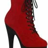 Pleaser ADORE-1020FSTT Red & Black Faux Suede Boots Pole Shoes