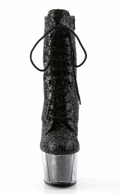 Pleaser ADORE-1020G Black Glitter Ankle Boots Pole Shoes