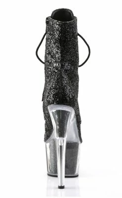 Pleaser ADORE-1020G Black Glitter Ankle Boots Pole Shoes