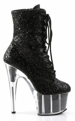 Pleaser ADORE-1020G Black Glitter Ankle Boots Pole Shoes