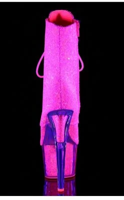 Pleaser ADORE-1020G Neon Pink Glitter Ankle Boots