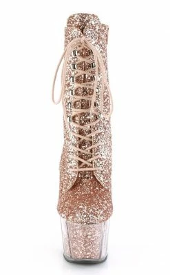 Pleaser ADORE-1020G Rose Gold Glitter Ankle Boots Pole Shoes