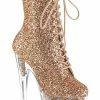 Pleaser ADORE-1020G Rose Gold Glitter Ankle Boots Pole Shoes