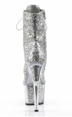 Pleaser ADORE-1020G Silver Glitter Ankle Boots Pole Shoes
