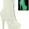 Pleaser ADORE-1020GD White Glow In The Dark Boots