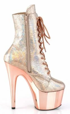 Pleaser ADORE-1020HM Rose Holo Metallic Chrome Boots Pole Shoes 11 Pleaser ADORE-1020HM Rose Holo Metallic Chrome Boots Pole Shoes